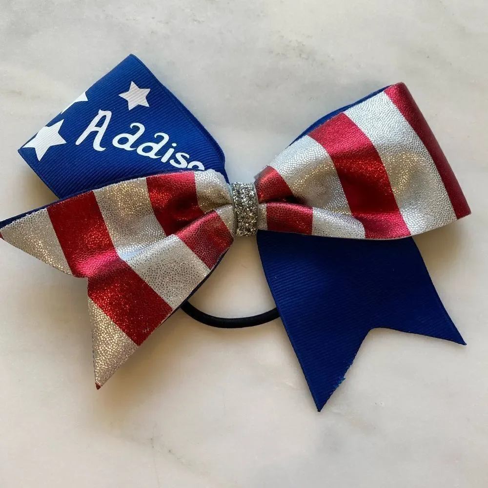 Three Large Girl Bows “Addison” “A” and Red